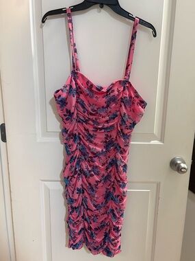 Mini Mesh Shirred Bodycon Dress